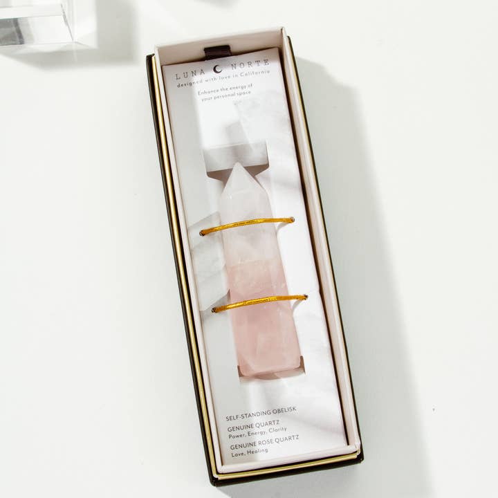 Luna Norte - Wholesale Spiritual Stone/Crystal - The Power Tower of Love Curio- Clear Quartz & Rose Quartz1