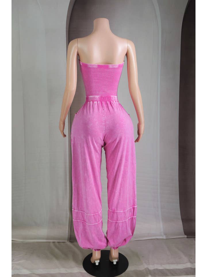 Dalia Studio - Wholesale Jumpsuit - Women's - MINERAL WASH STRAPLESS JOGGER JUMPSUIT6