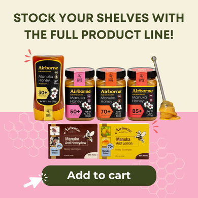 Airborne Honey USA - Wholesale Honey - Manuka 50+ Multifloral Honey | Raw | Unfiltered  17.6oz4