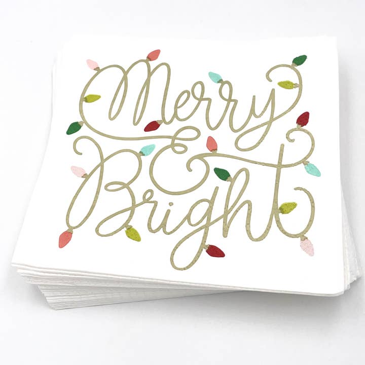 soiree-sisters - Wholesale Disposable Napkin - Christmas Cocktail Napkins | Merry and Bright - 20ct