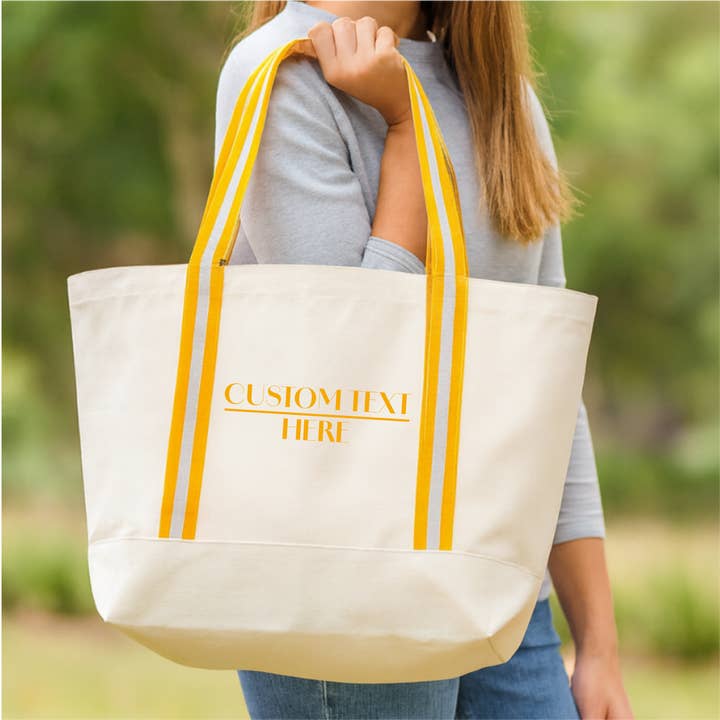 Custom Organic Boat Bag With Your Custom Text for wholesale by Lovetree Design