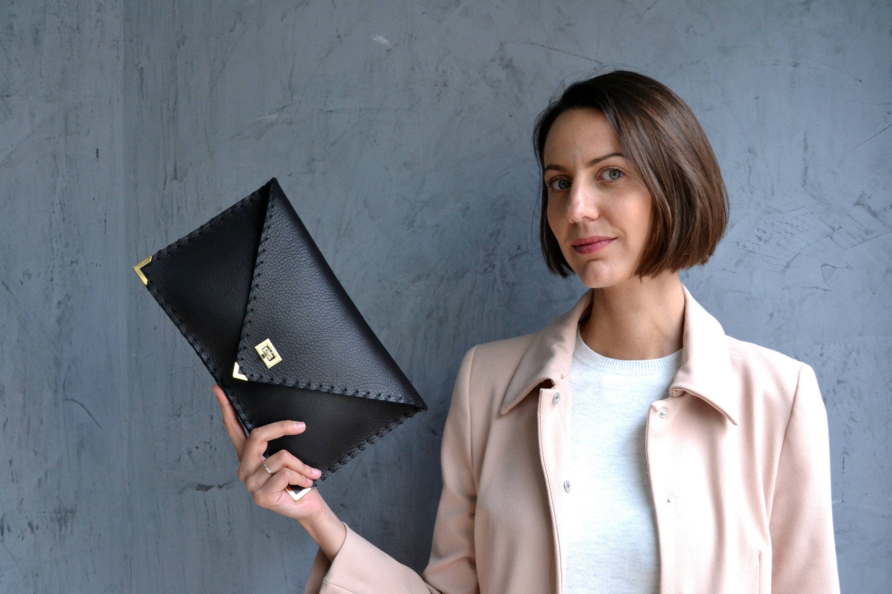 ANA KOUTSI - Wholesale Clutch Bag - Women's - Symmetria Black Leather Clutch Bag2