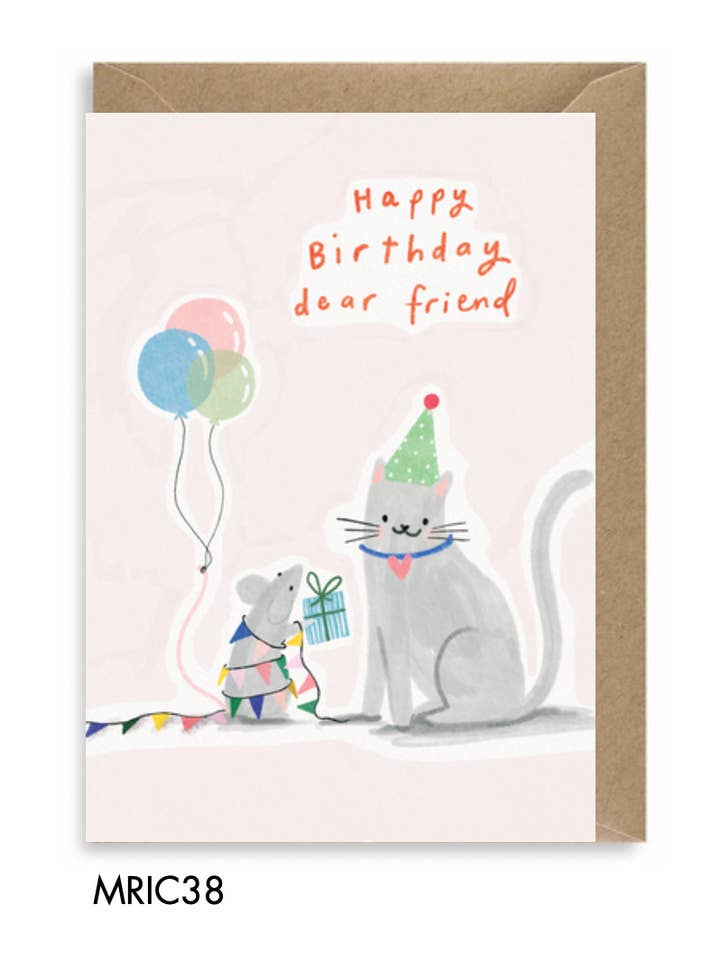 TARJETA DE FELIZ CUMPLEAÑOS QUERIDO AMIGO para venta al por mayor de Martha Ratcliff Illustration