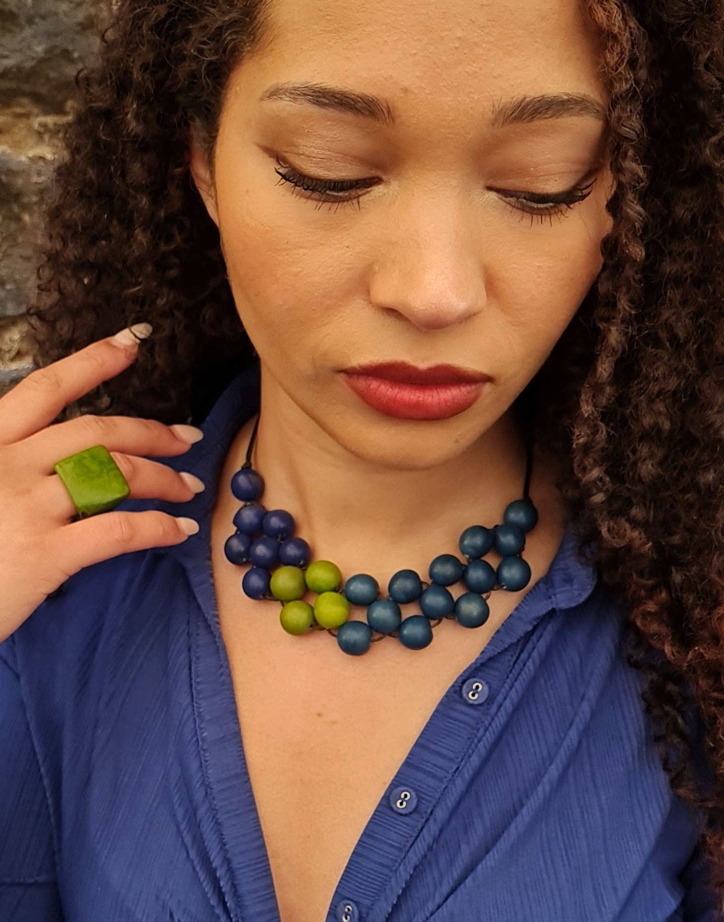 Pretty Pink Eco-Jewellery – wholesale Beaded/pearl necklace – Tagua Chicle Necklace4