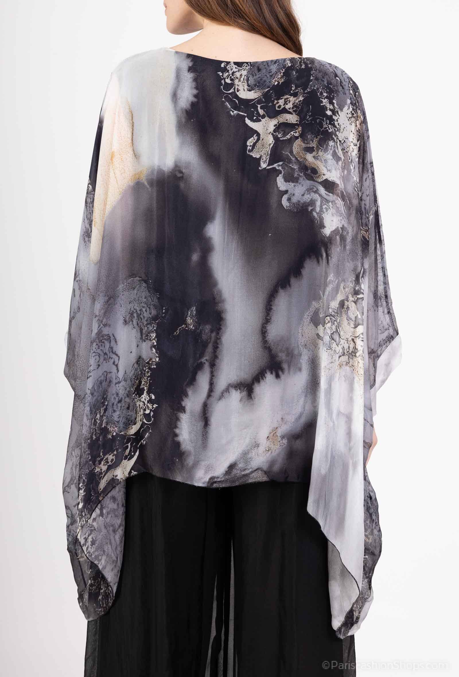 Shyloh - Wholesale Blouse - Dames - Asymmetrische top van soepelvallende zijde met digitale verloopprint13