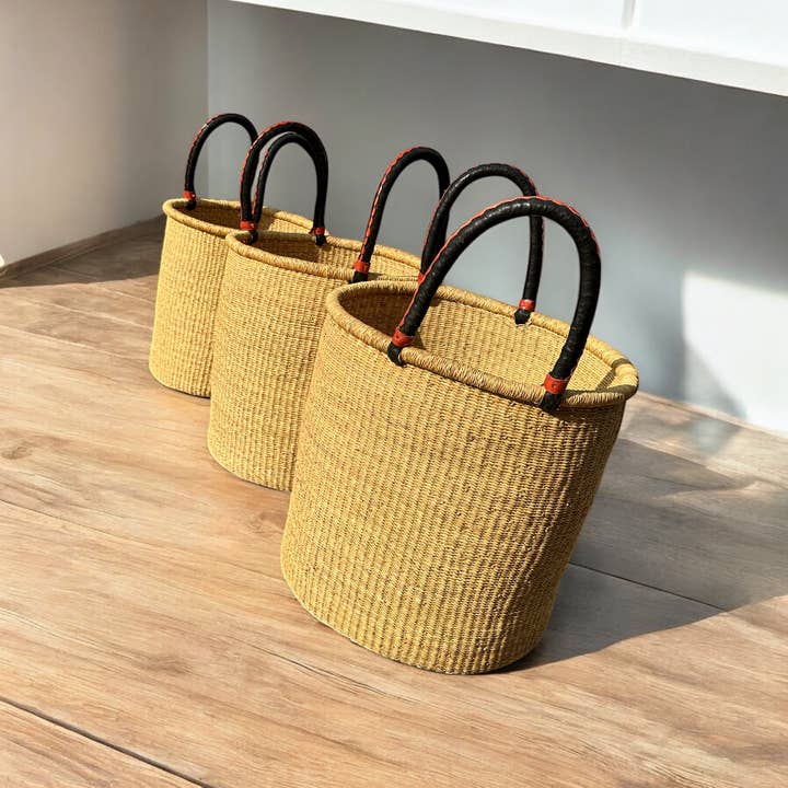 The African Home Goods - Wholesale Laundry Basket - Natural Large Handwoven African Ghana Laundry Storage Basket3