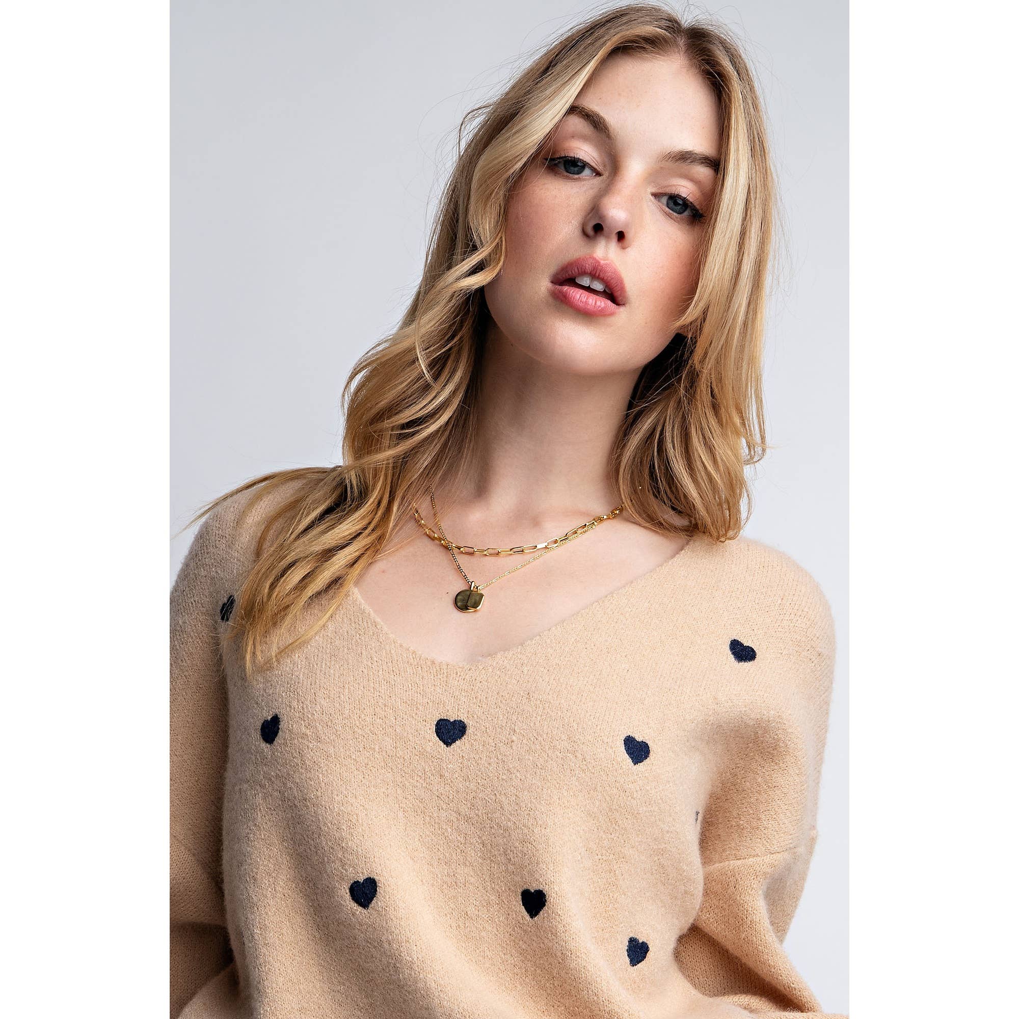 Sweet Generis - Wholesale Knit Sweater - Women's - HEART PATTERN BOXY KNIT PULLOVER SWEATER19