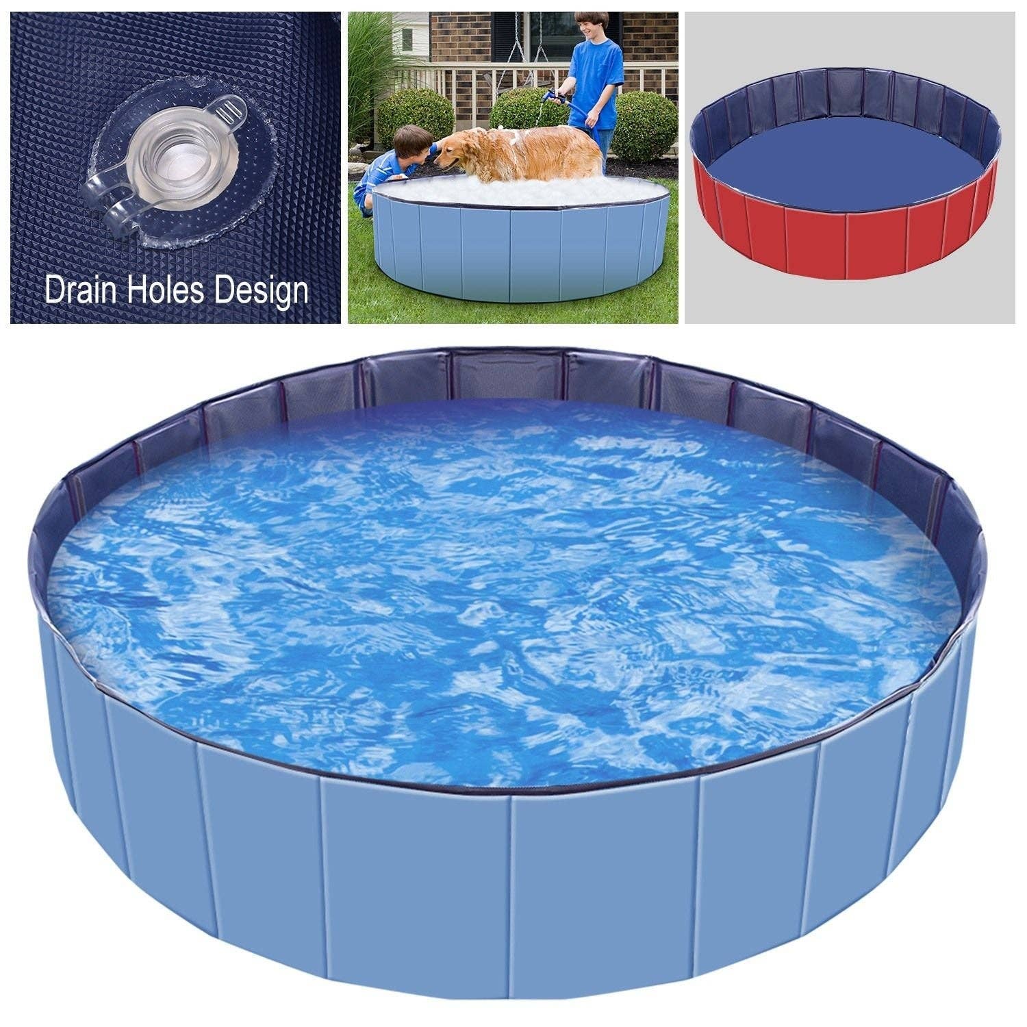 Naomi's Happy Place Shop – wholesale Inflatables – Foldable Pet Swimming Pool PVC Kiddie Baby Dog Swim Pool Bathing Tub Playmat Kids Pools1