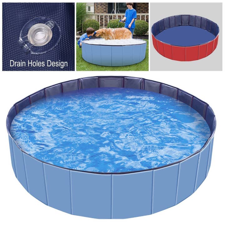 Naomi's Happy Place Shop – wholesale Inflatables – Foldable Pet Swimming Pool PVC Kiddie Baby Dog Swim Pool Bathing Tub Playmat Kids Pools1