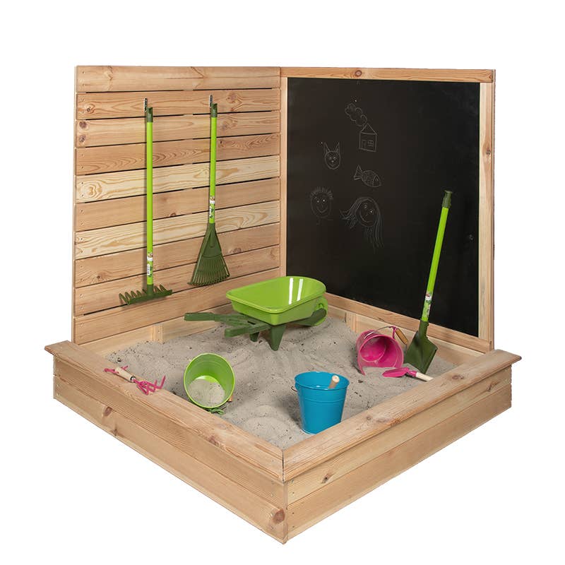 Esschert Design USA - Vente Jouet en bois – enfant - Bac à sable pour enfants avec tableau à craie4