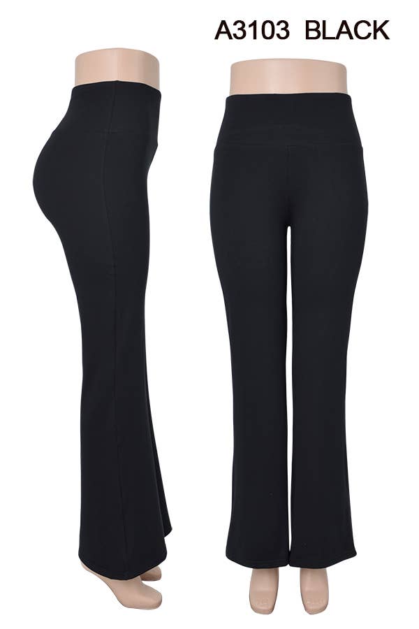 SSImport - Wholesale Pants - Women's - A3103 BLACK FLAT PANTS STRETCH MIXED SIZES 12PCS/PACK2