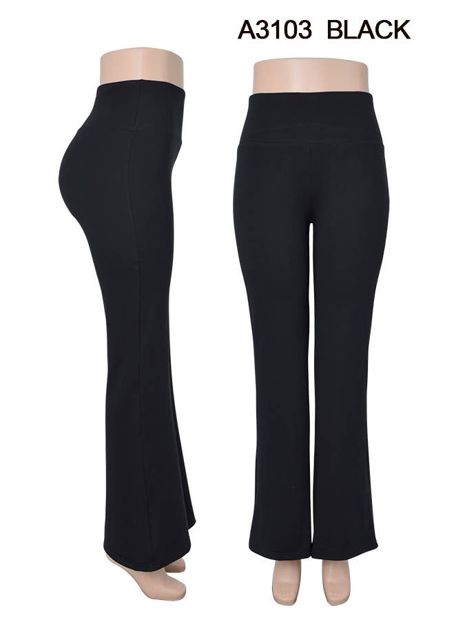 SSImport - Wholesale Pants - Women's - A3103 BLACK FLAT PANTS STRETCH MIXED SIZES 12PCS/PACK2