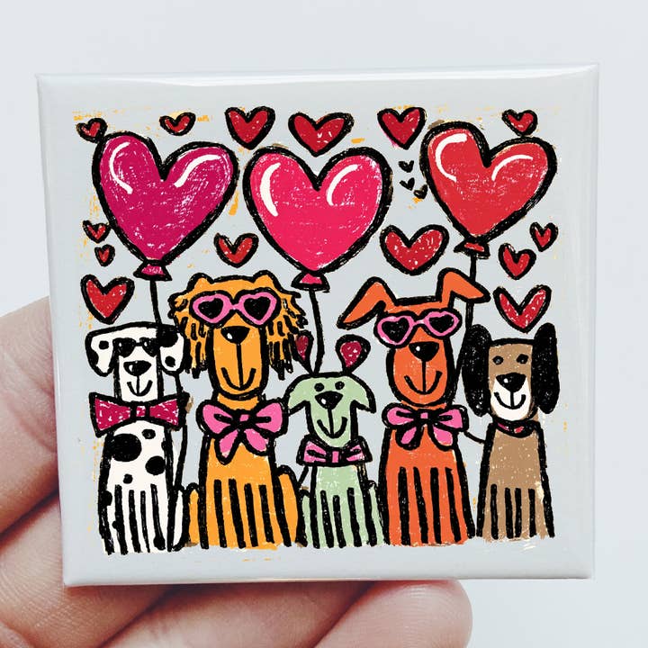 Aimant drôle d'amour de cœurs de chiens pour la Saint-Valentin. pour la vente par Sassper Goods