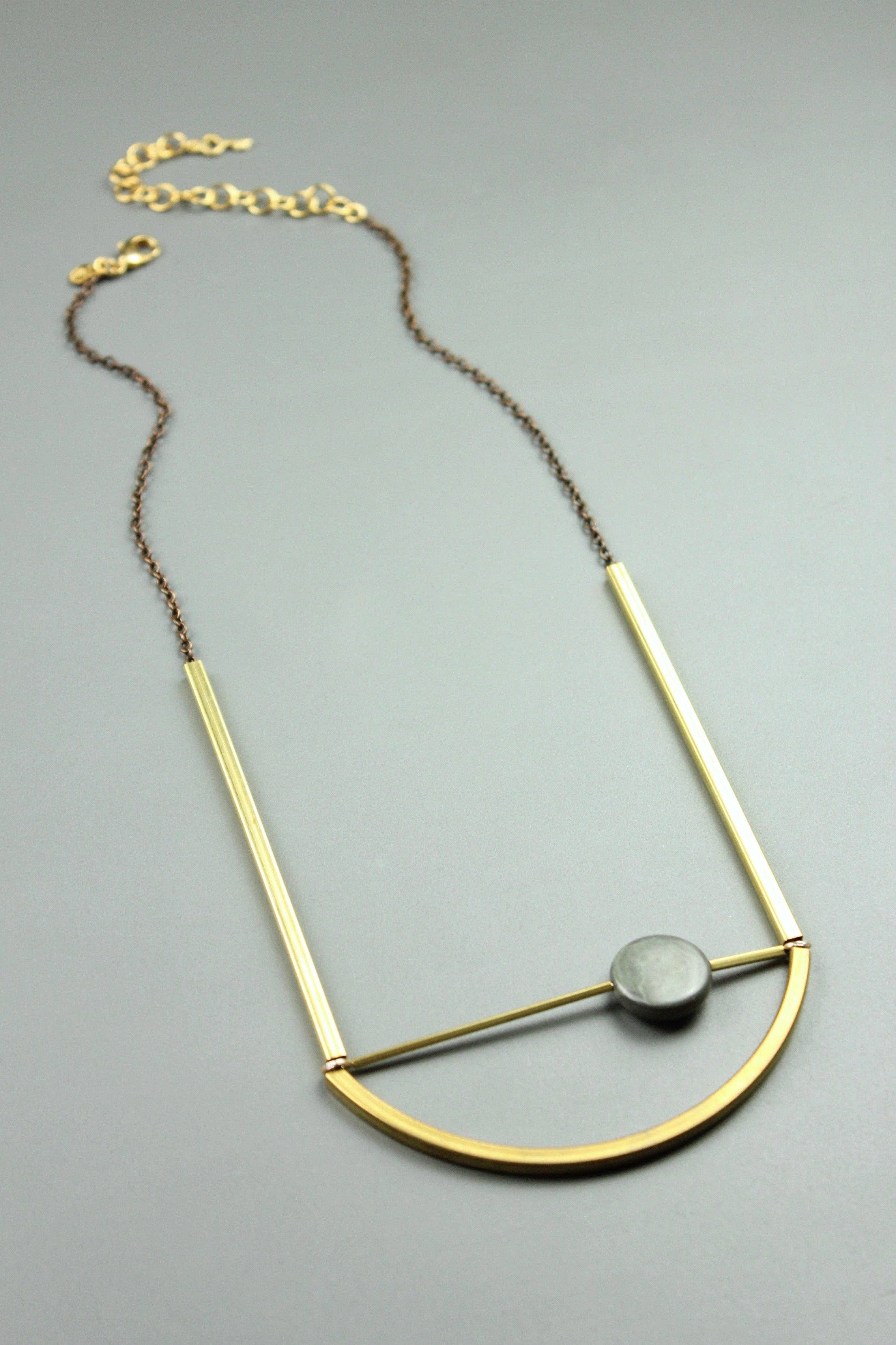 David Aubrey Jewelry – wholesale Pendant/charm necklace – ATH122 Geometric brass necklace2