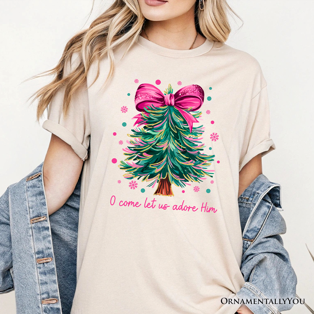 OrnamentallyYou - Vente T-shirt sérigraphié – femme - T-shirt nœud coquet arbre de Noël pailleté7