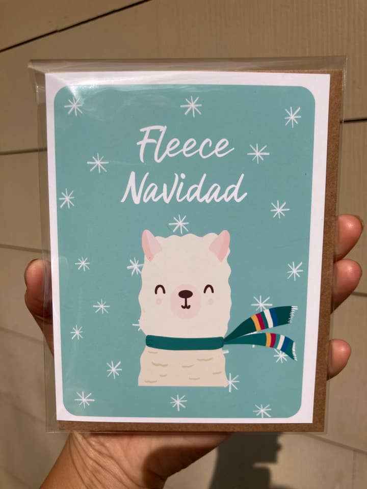 Llama Feliz Navidad Pun Holiday Christmas Card for wholesale by Jenn L Design