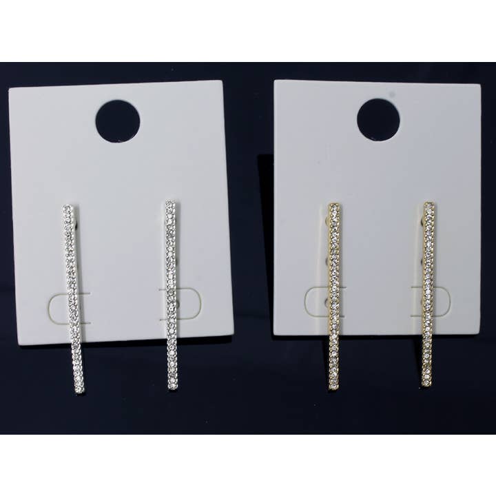 Einreihige, rechteckige Hängeohrringe mit klaren Kristallsteinen für den Großhandel von Western Counties Wholesale