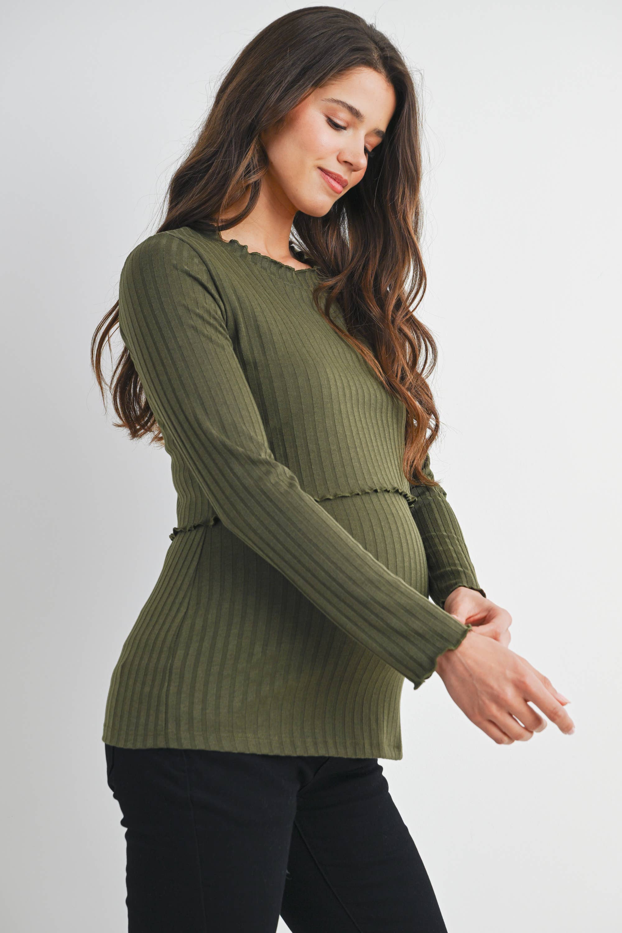 Hello Miz - Wholesale Nursing Top - Maternity - Ribbed Knit Long Sleeve Nursing Maternity Top9