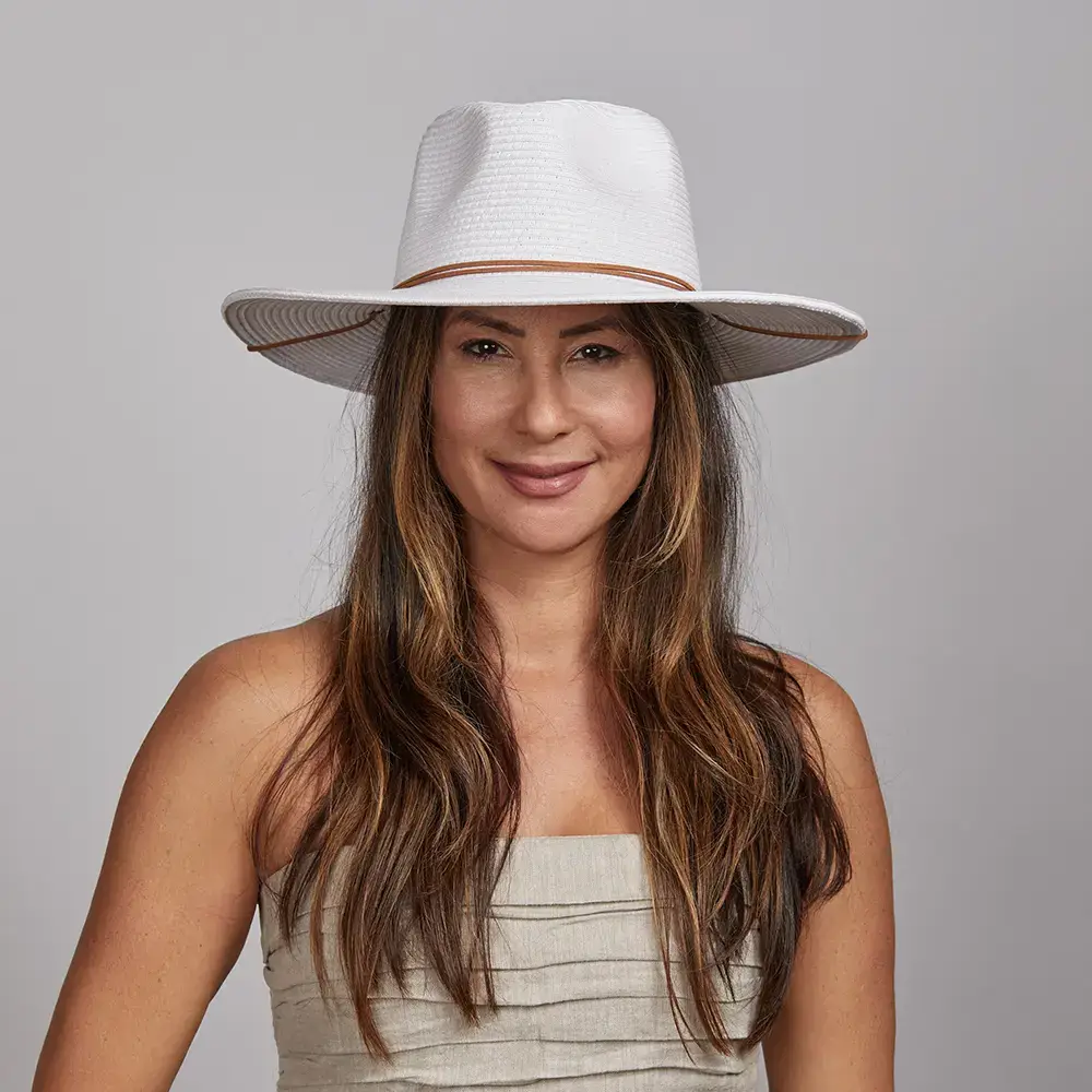 White Safari Wide Brim Straw Sun Hat - Style Felix for wholesale on Faire15
