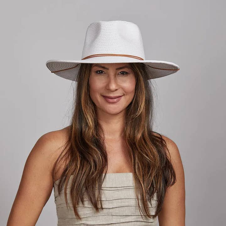 White Safari Wide Brim Straw Sun Hat - Style Felix for wholesale on Faire15