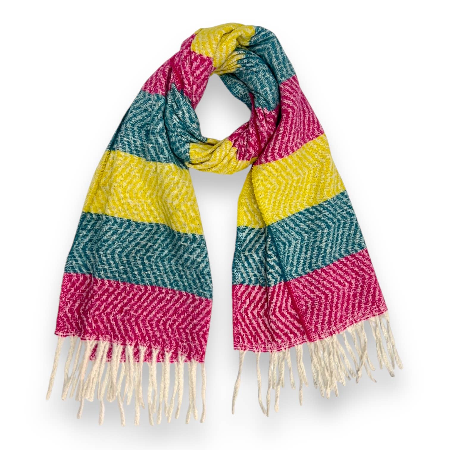 London Scarves – Großhandel Schal – Damen – Farbenfroher gestreifter Zickzack-Winterschal0