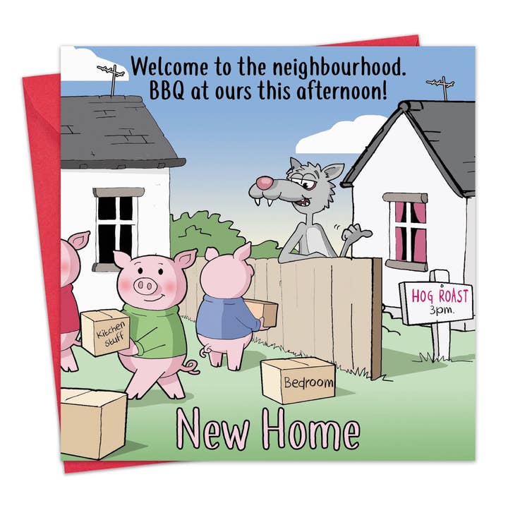 Three Little Pigs - Funny New Home Card for wholesale by Twizler Ltd