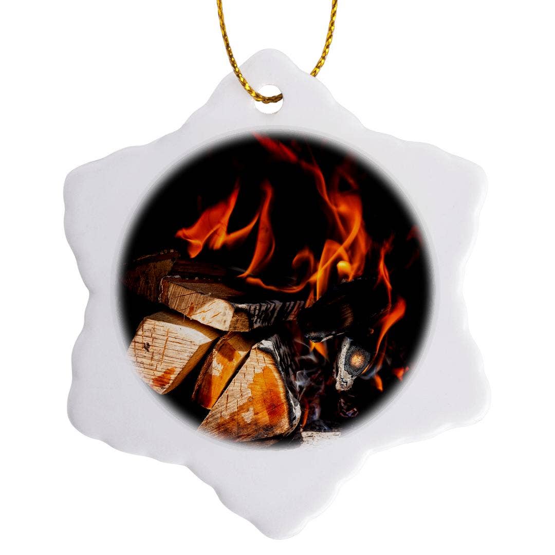 3dRose - Wholesale Ornament - 3dRose, Firewood burns in a stove, fire and ashes, Ornament0