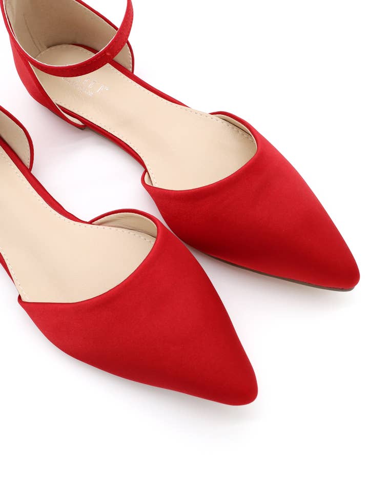 Kailee P. - Wholesale Flats - Women's - Satin Pointy Toe Flats with Ankle Strap28