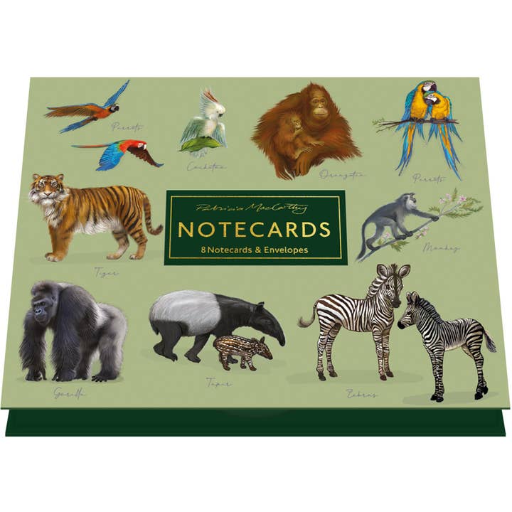 Patricia MacCarthy Notecards and Envelope Set - Jungle Animals Design for wholesale by Robert Frederick Ltd