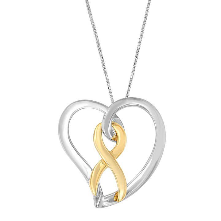 Collana con ciondolo a forma di cuore in oro e argento 14k per la vendita all'ingrosso da parte di Infinite Jewels