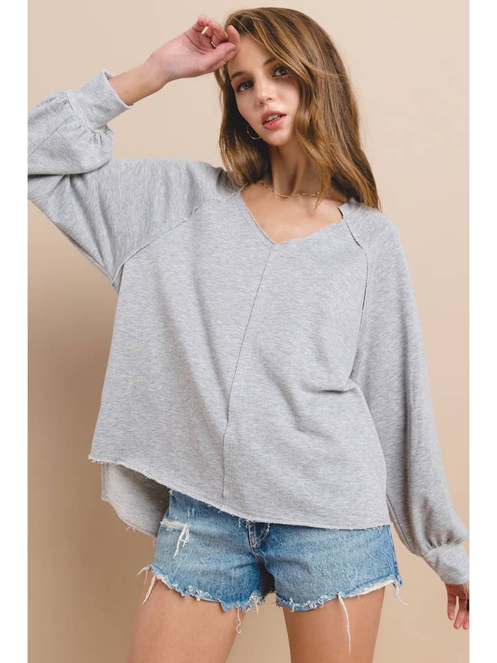 Ces Femme USA - Wholesale Sweatshirt - Women's - Knit Solid French Terry Sweatshirt / TLU13335SA