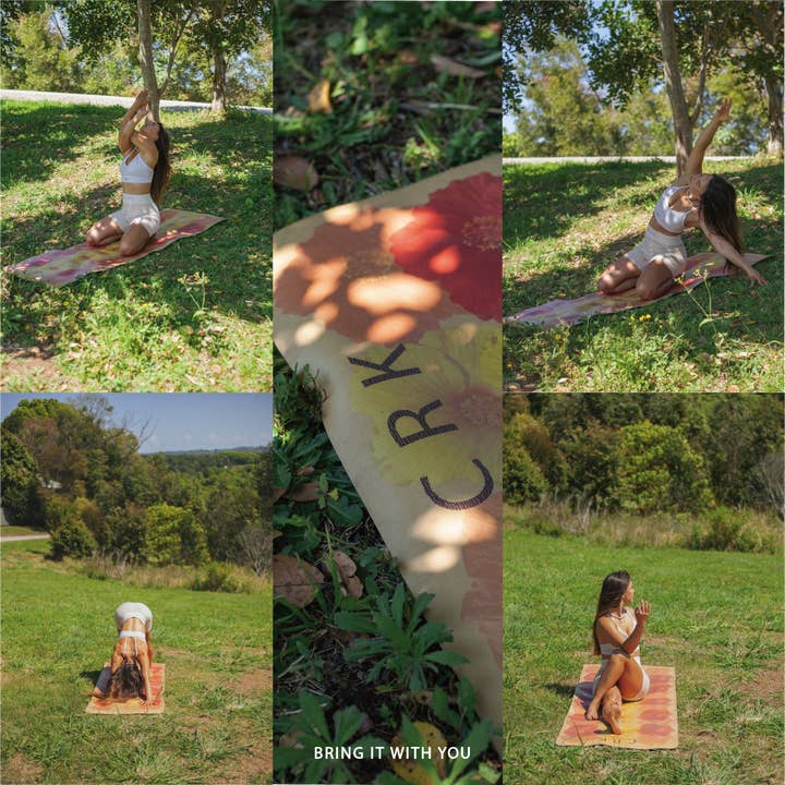 Crk - Wholesale Yoga Mat - The Summer Mat • 4mm Thick, Recycled Natural Rubber Yoga Mat with Flowers Alignment Design8