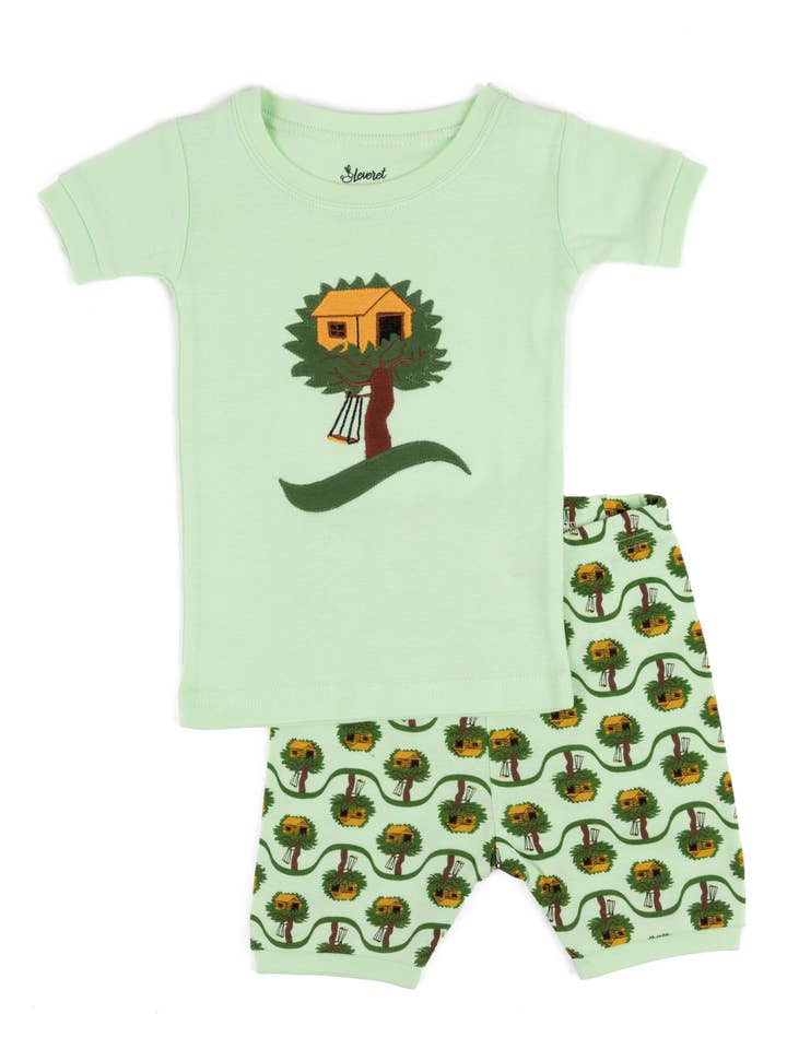 Pyjama court en coton deux pièces pour enfants pour la vente par Leveret Pajamas