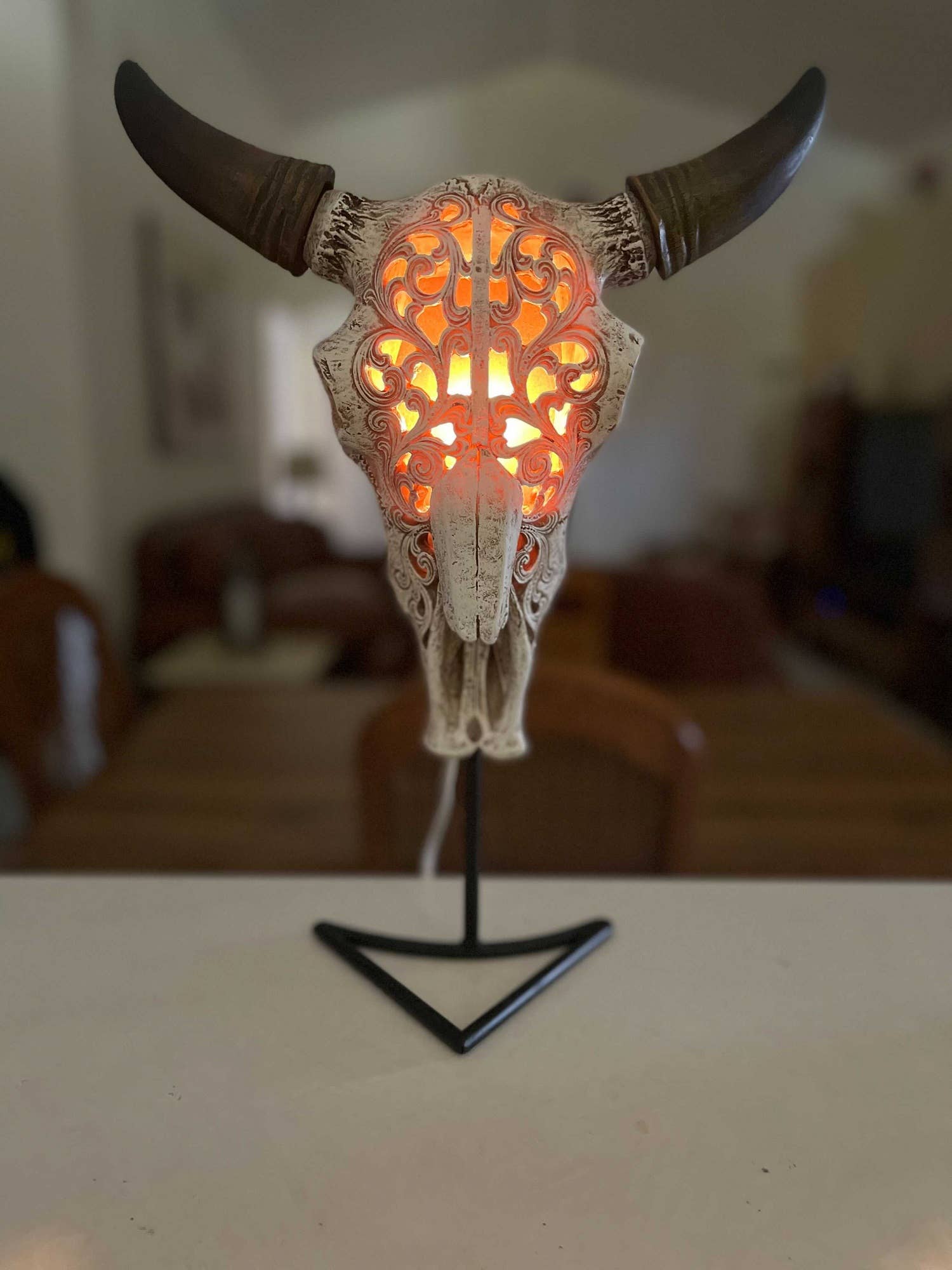 Zeckos - Wholesale Accent/Desk Lamp - Steer Skull Wall Table Accent Light w/ Removable Metal Stand5