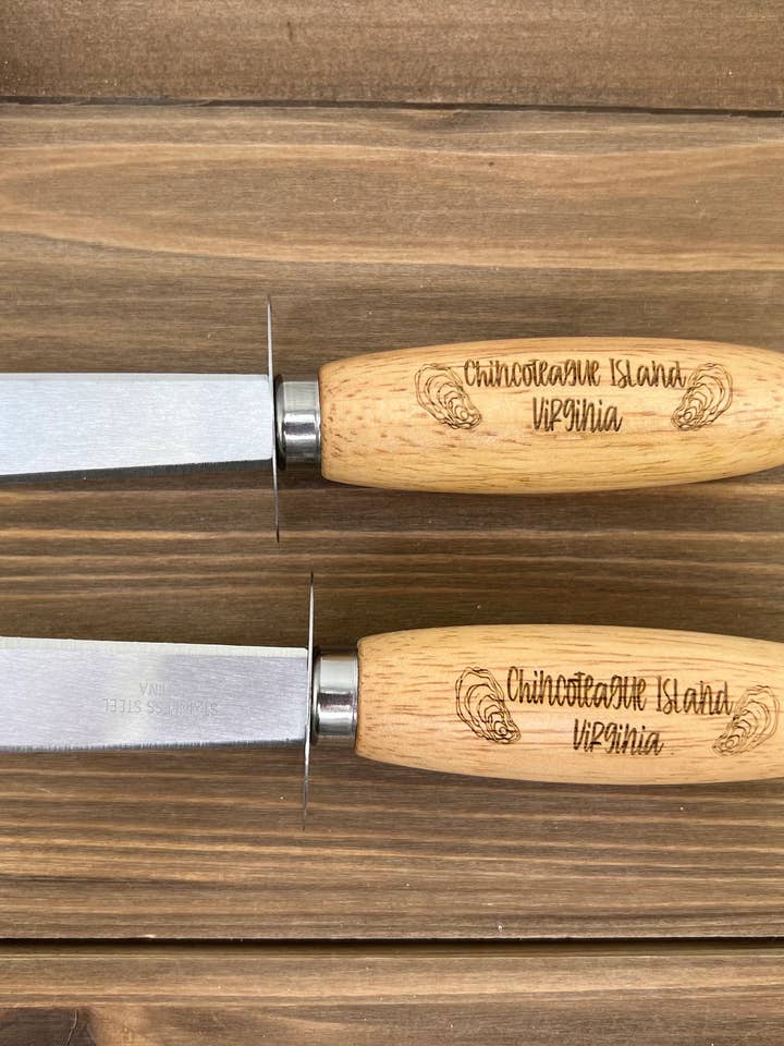 Couteau à huîtres gravé - Possibilité de gravure personnalisée pour la vente par High Tide Fabrication
