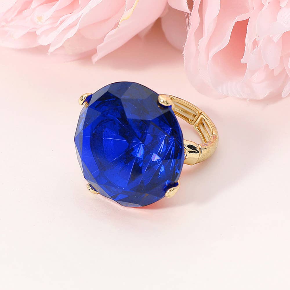 Sensibling Corp. - Venta al por mayor Anillos grandes/de cóctel - Anillo elástico con piedra de vidrio redonda de corte diamante de gran tamaño6