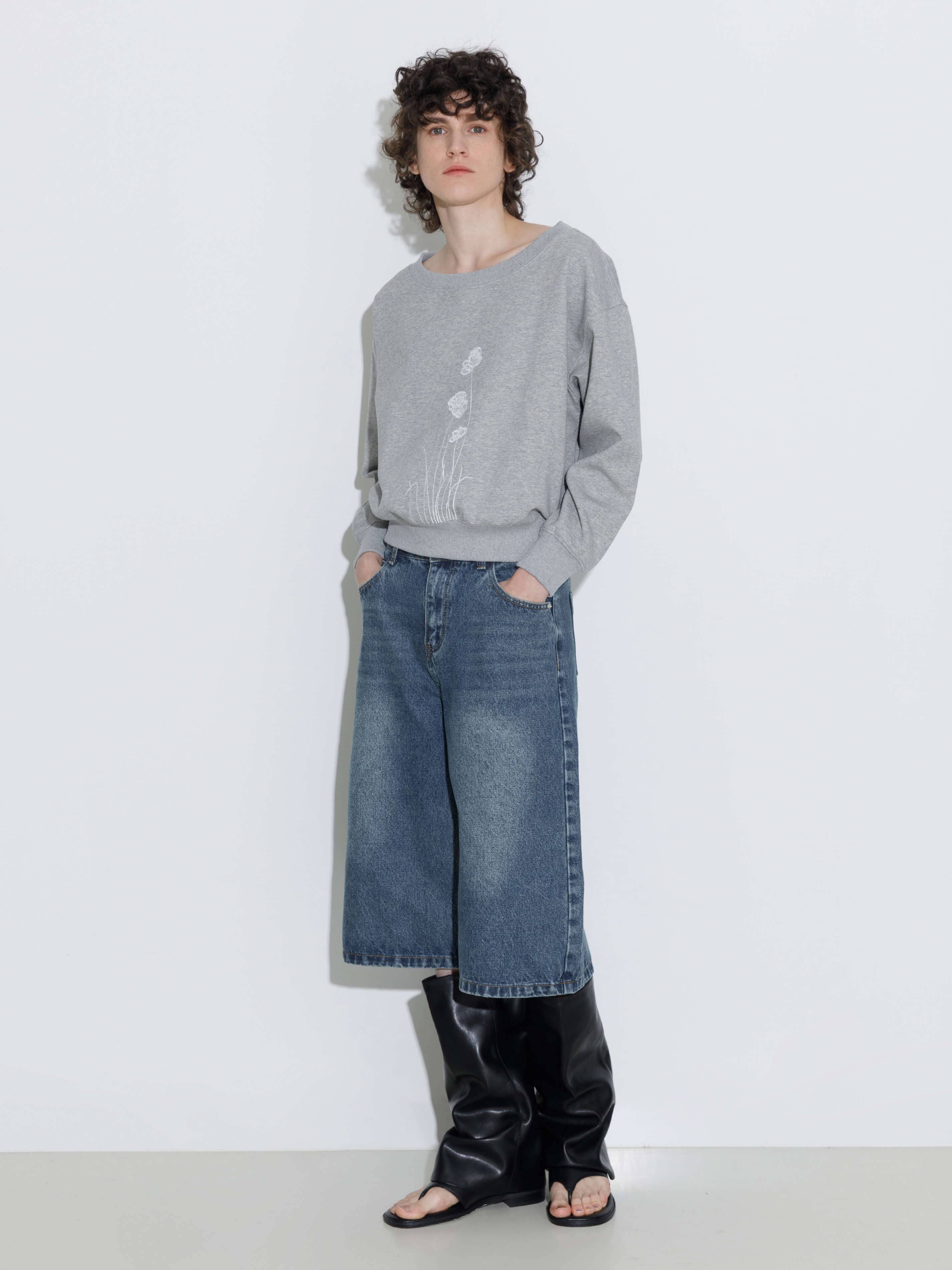 CUBIC - Vente Short – femme - Short en jean ample mi-genou blanc/bleu12