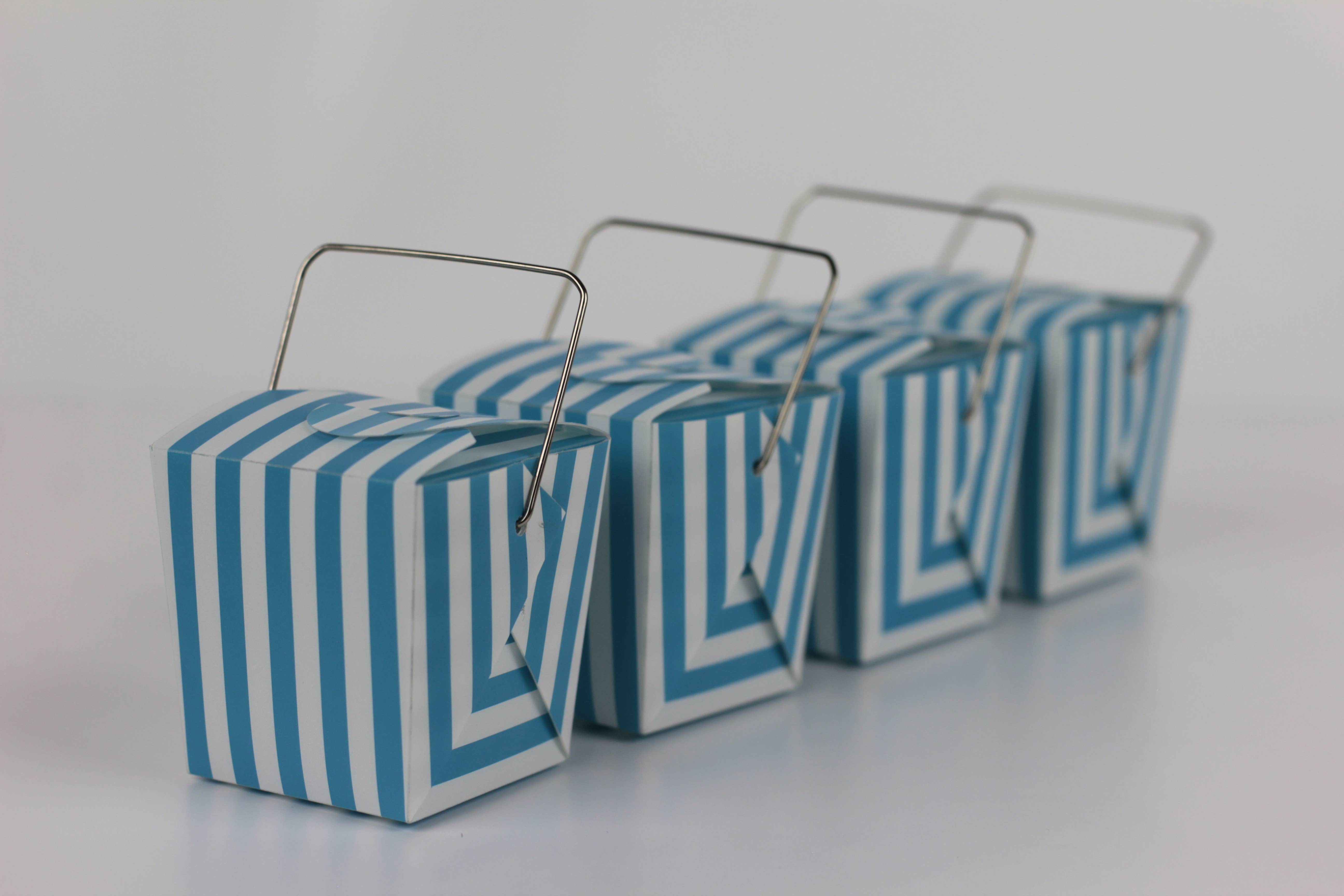 Packaging Decor - Wholesale Party Favor Bag/Box - Mini Takeout Party Favor Box Stripes 12 pcs5