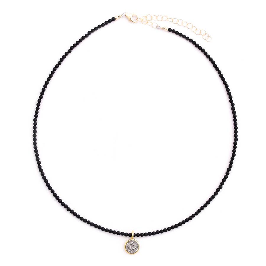 gold & gray - Wholesale Choker/Collar - Black Onyx & Gray Druzy Necklace0