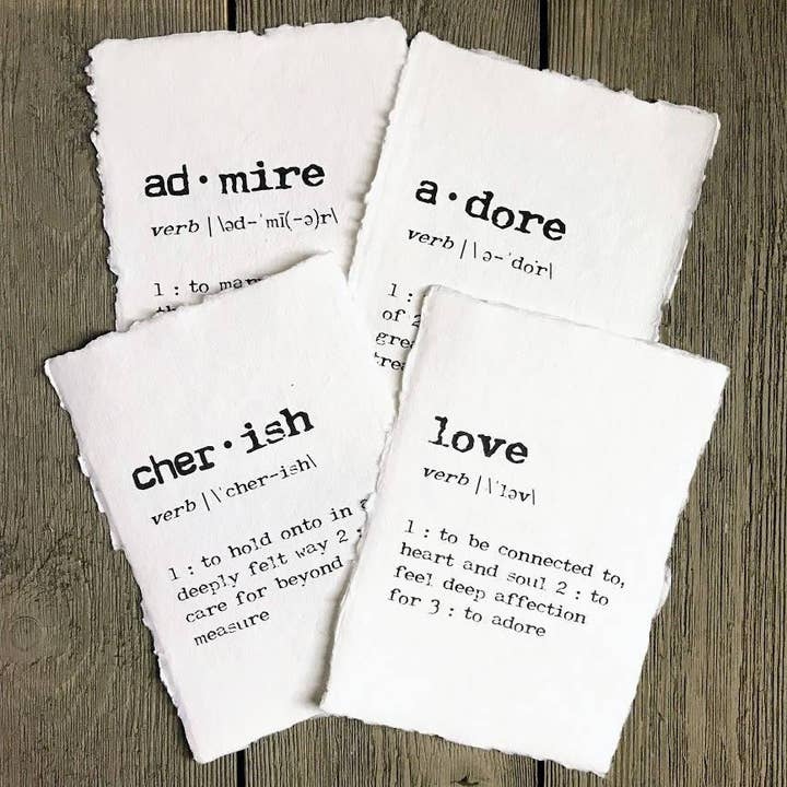 Alison Rose Vintage – wholesale Konsttryck – adore definition print i skrivmaskin typsnitt på handgjorda papper5