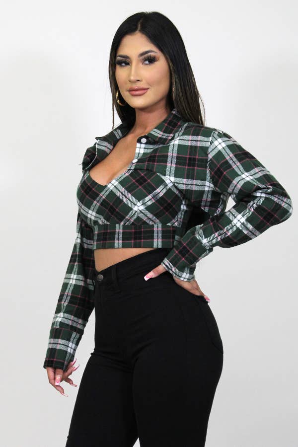 Junie - Vente Ensemble de hauts – femme - DÉBARDEUR À CARREAUX AVEC CHEMISE COURTE À MANCHES LONGUES JST20689