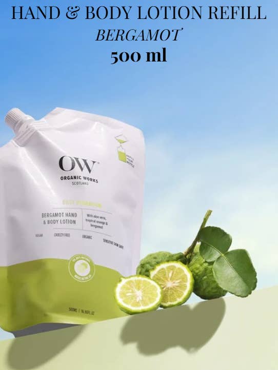 Organic Bergamot Hand & Body Lotion Refill - 500ml for wholesale by Organic Works