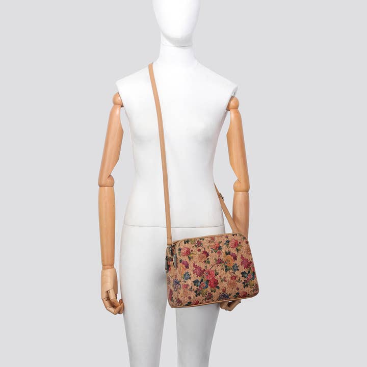 House of Milano - Wholesale Top Handle Bag - Women's - 3145 Cork Triple Compartment Crossbody Bag9