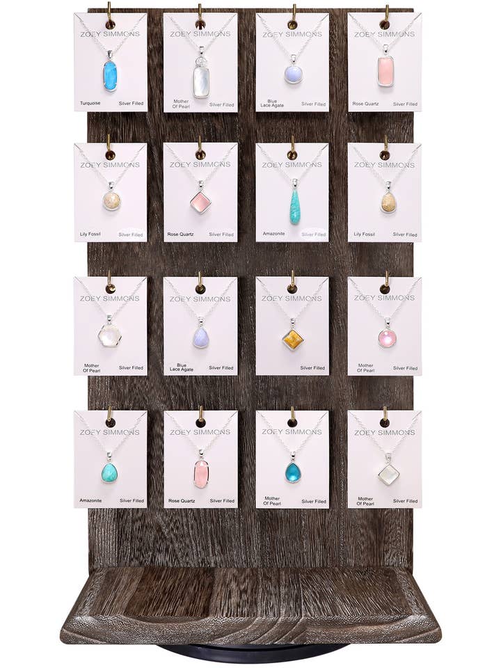 $13.00 Pc x 16 Pcs Semi-Precious Pendant Necklaces Prepack for wholesale by Zoey Simmons