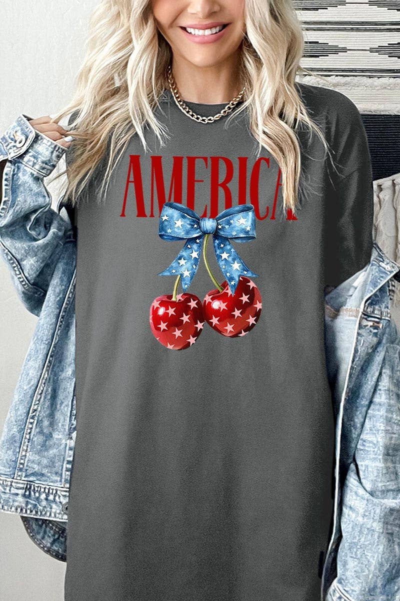 COLORBEAR - Wholesale T-Shirt (Graphic) - Women's - America Cherries Graphic Heavy Cotton Tee13