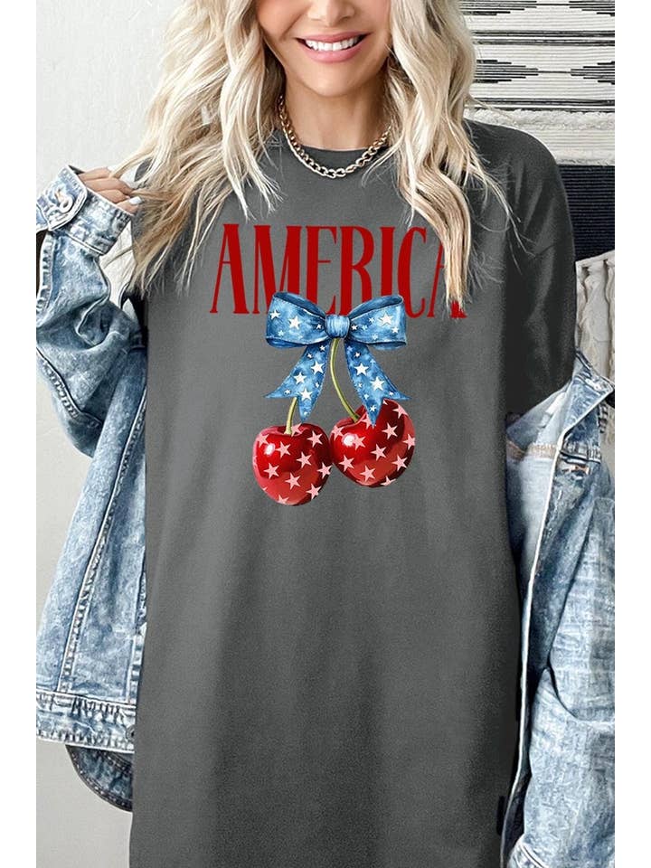 COLORBEAR - Wholesale T-Shirt (Graphic) - Women's - America Cherries Graphic Heavy Cotton Tee13