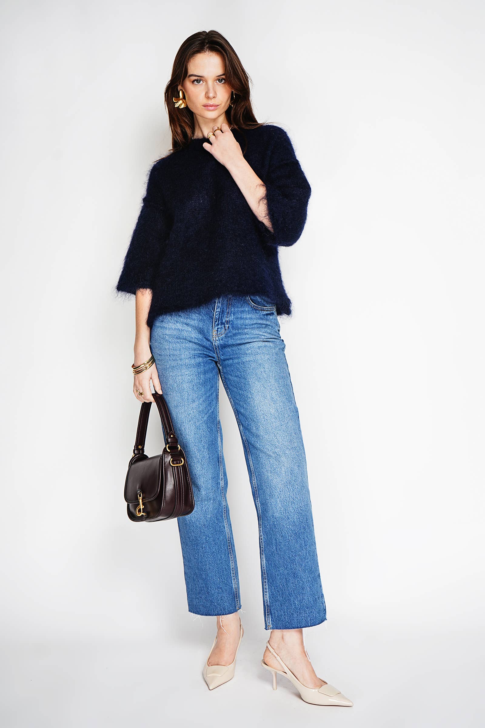 NOELINE - Wholesale Knit Sweater - Women's - 80% kid mohair sweater 302110