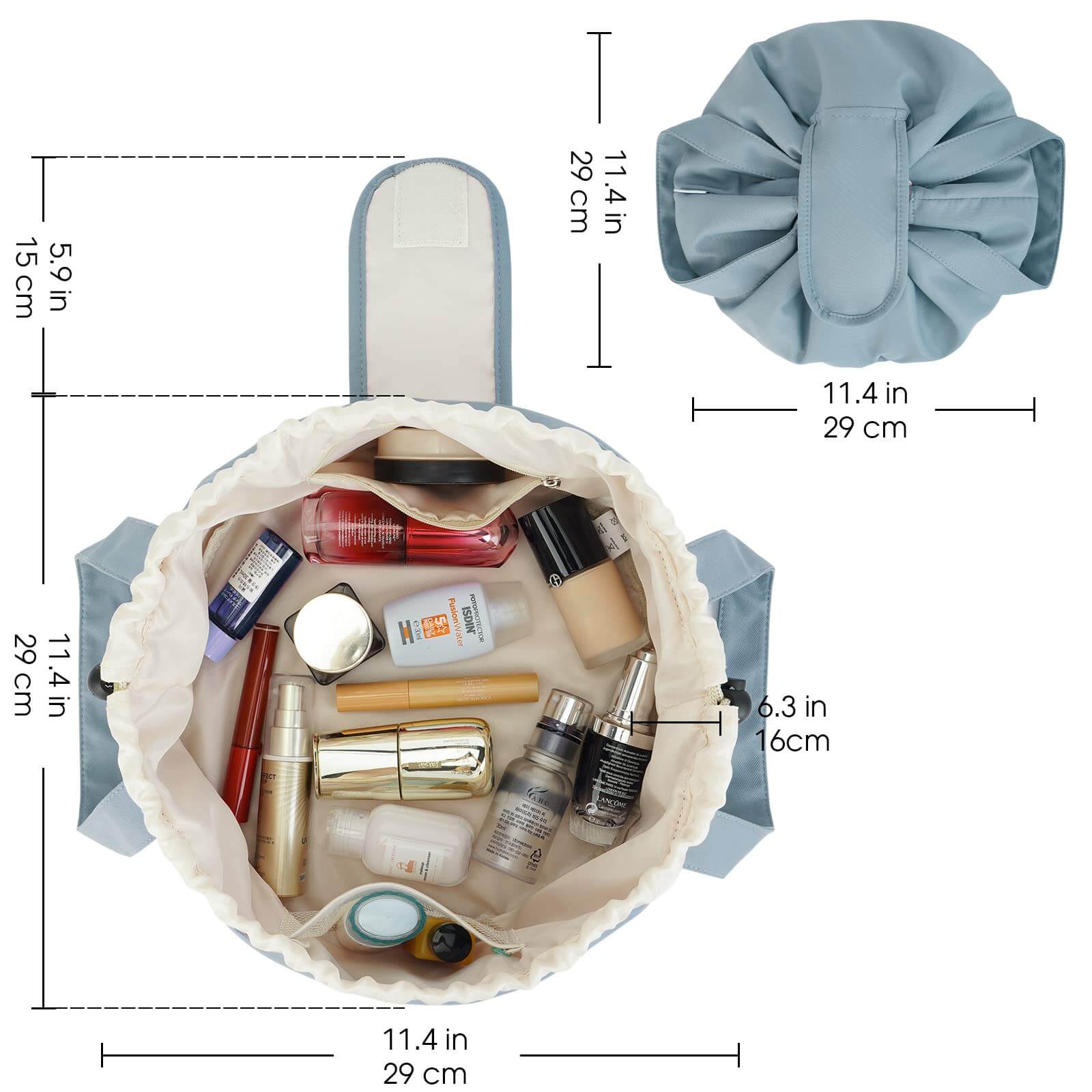 wandf – bolsa de maquilhagem e cosméticos por atacado – Saco de maquilhagem com cordão de barril Bolsas grandes para higiene pessoal cosmética30