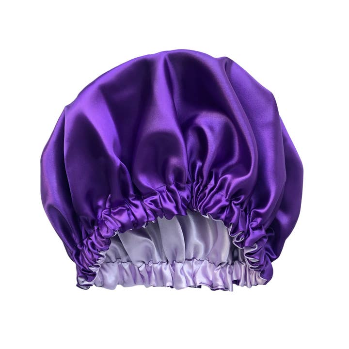 Satin Rowe – wholesale Shower cap – Satin Bonnet - Purple Reversible