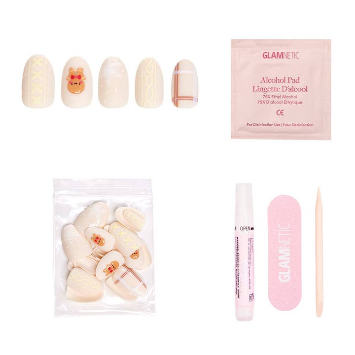 Glamnetic - Wholesale Press-On/Fake Nails - Gingerbread Knit Press-On Nails | Short Oval| Halloween Fall